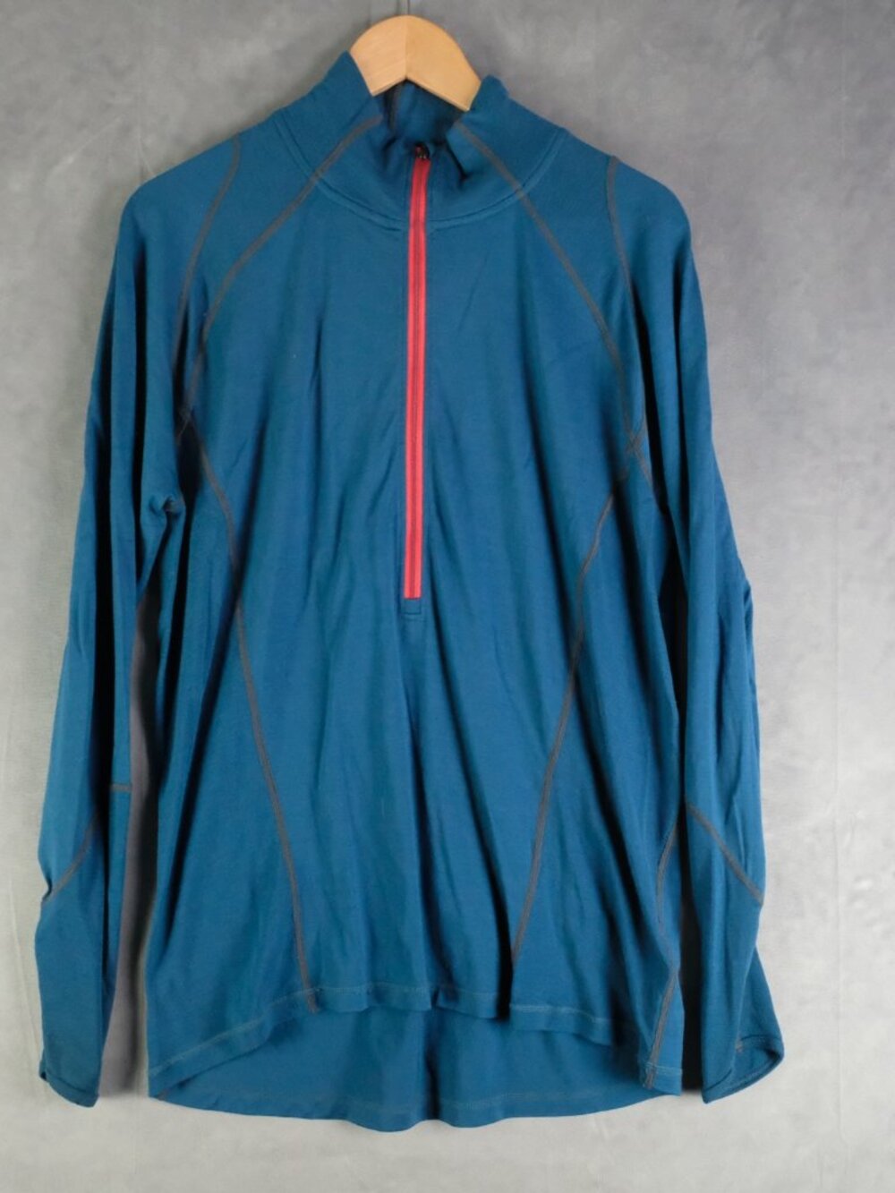 Smartwool Sweater Mens Large Blue Merino Wool Half Zip Base Layer Hiking